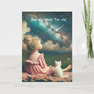 Little Girl Watching Shooting Star Card