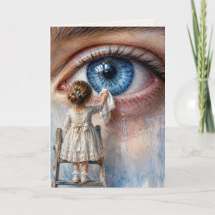 Little Girl Wiping a Tear Away Card