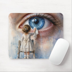 Little Girl Wiping a Tear Away Mouse Pad