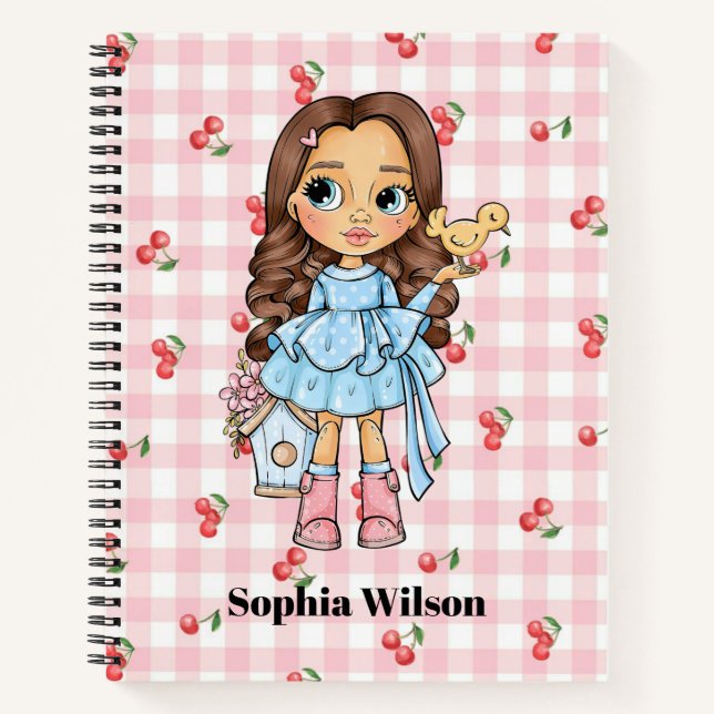 Little Girl with a Bird and Cherry Notebook (Front)
