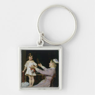 Little Girl with a Doll and Her Nurse, 1896 Key Ring
