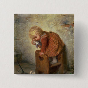 Little Girl with a Rabbit 15 Cm Square Badge