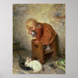 Little Girl with a Rabbit Poster
