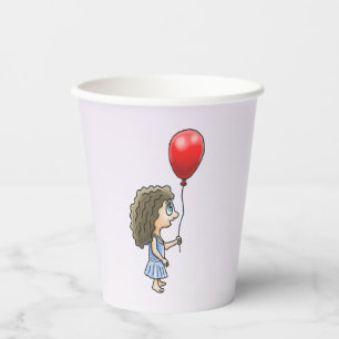 Little Girl with a Red Balloon Paper Cups