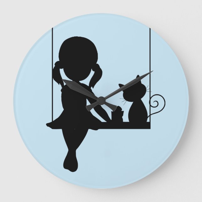LITTLE GIRL WITH CAT CLOCK (Front)