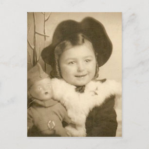 little girl with doll post card