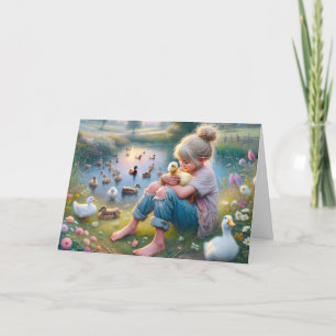 Little Girl With Ducks Card
