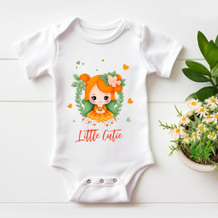 Little girl with flowers baby bodysuit