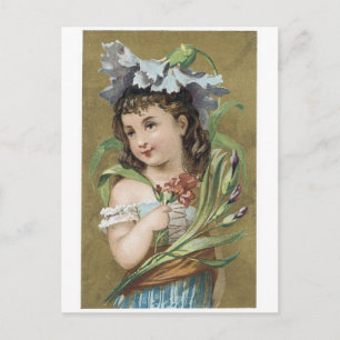 Little Girl with Flowers Trading Card