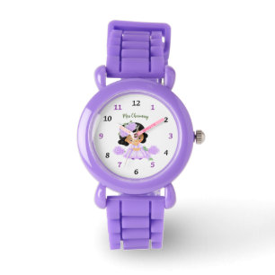 Little girl with flowers watch