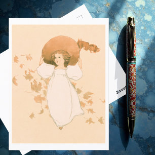 Little Girl with Leaves (ca. 1861–1897)  Postcard