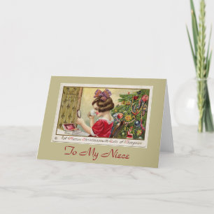 Little Girl with Makeup Mirror Custom Christmas Holiday Card