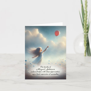 Little Girl With Red Balloon Sympathy Thank You