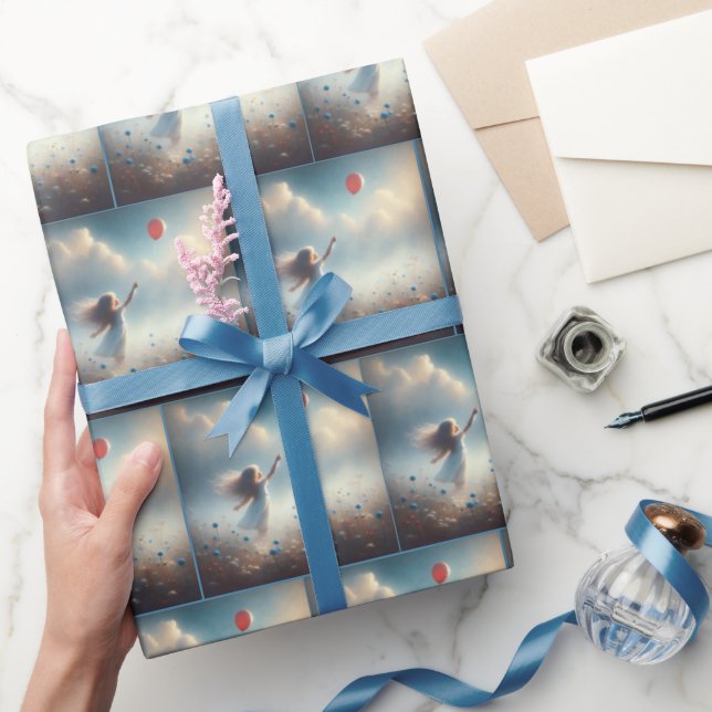 Little Girl With Red Balloon Wrapping Paper (Gifting)