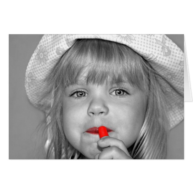 Little Girl with Red Lipstick Birthday (Front Horizontal)
