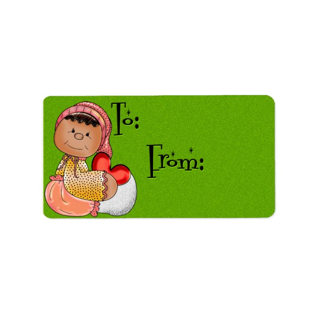 Little Girl with Stuffed Heart Label (Front)