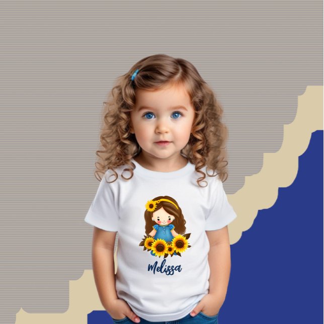 Little girl with sunflowers baby T-Shirt (Creator Uploaded)