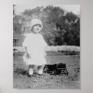 Little Girl with Toy Wagon Poster
