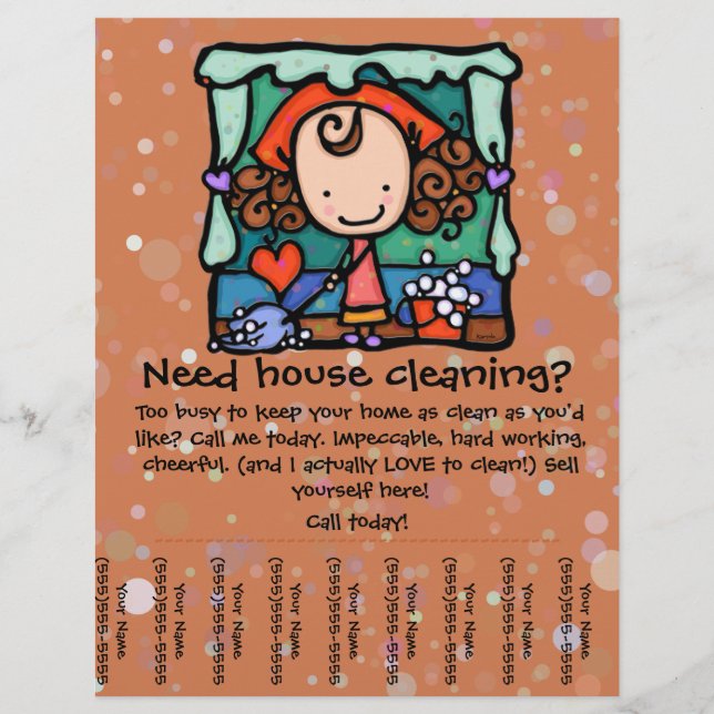 Little Girlie promotes her housecleaning business Flyer (Front)