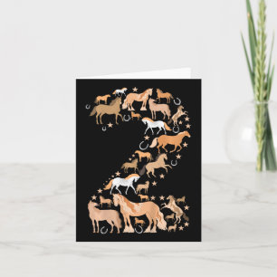 Little Girls 2 Years Old 2nd Birthday Horse Graphi Card