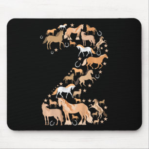 Little Girls 2 Years Old 2nd Birthday Horse Graphi Mouse Pad