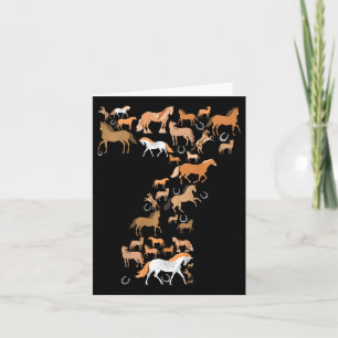 Little Girls 7 Years Old 7th Birthday Horse Graphi Card