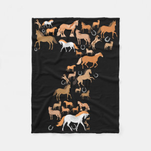 Little Girls 7 Years Old 7th Birthday Horse Graphi Fleece Blanket