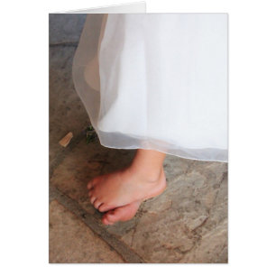 little girl's bare feet, princess dress
