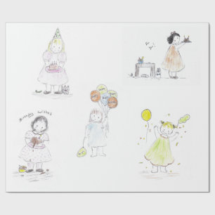 Little Girls Birthday Wrapping Paper