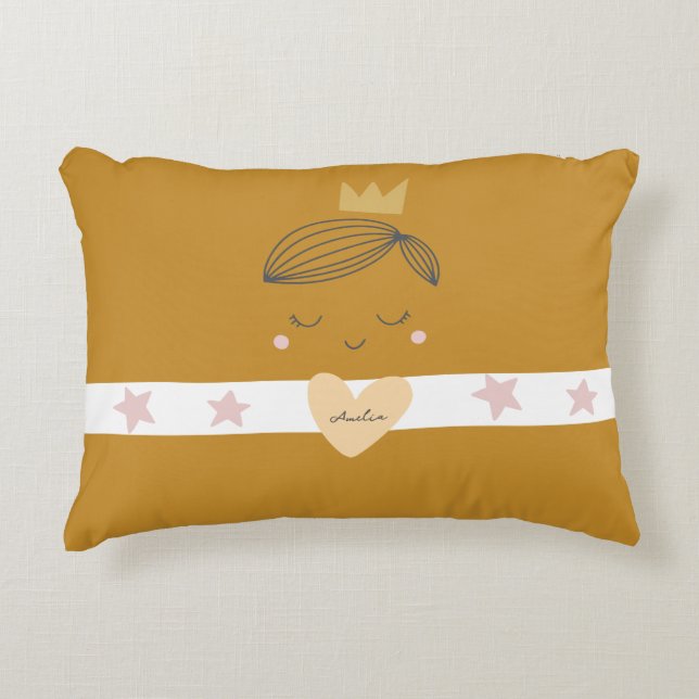 Little Girls Boho Princess Decorative Cushion (Front)