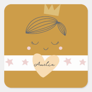 Little Girls Boho Princess Square Sticker