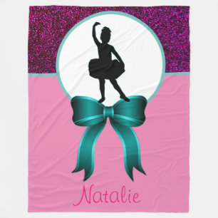 Little Girls Dance Glitter and Bow Fleece Blanket