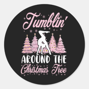 Little Girls Gymnastics Handstand Gymnast Christma Classic Round Sticker