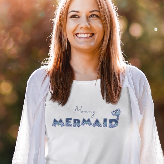 Little Girls Mermaid Birthday Mummy Editable Text T-Shirt (See collection for matching birthday kid shirts!)