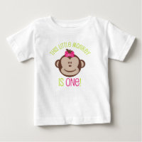 Little Girl's Mod Monkey 1st Birthday Shirt
