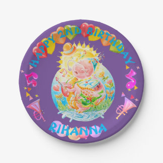 Little Girls Personalised Birthday Paper Plate