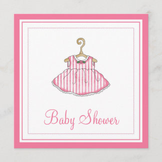 Little Girl's Pink Dress Baby Shower Invitation