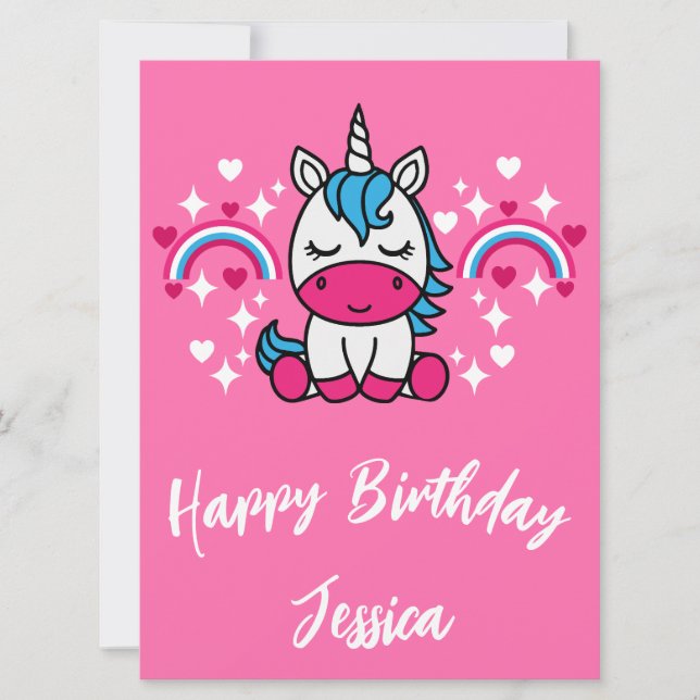 Little Girls Pink Rainbow Unicorn (Front)