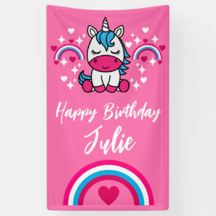 Little Girls Pink Rainbow Unicorn Banner