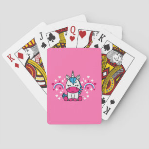 Little Girls Pink Rainbow Unicorn Playing Cards