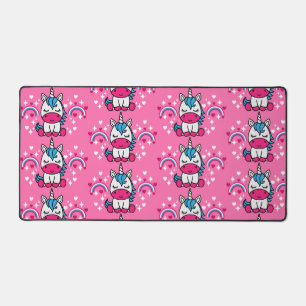 Little Girls Pink Unicorn Pony Desk Mat