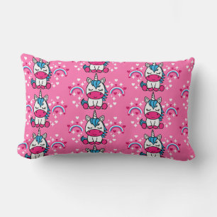 Little Girls Pink Unicorn Pony Lumbar Cushion