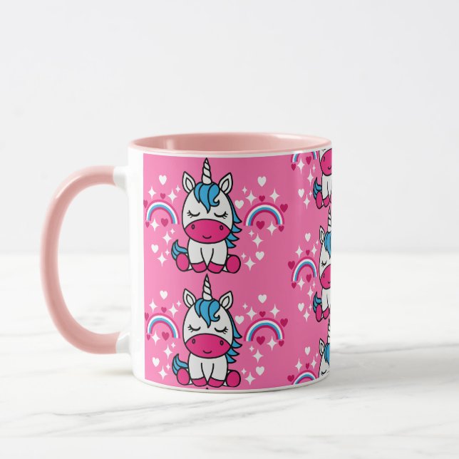 Little Girls Pink Unicorn Pony Mug (Left)