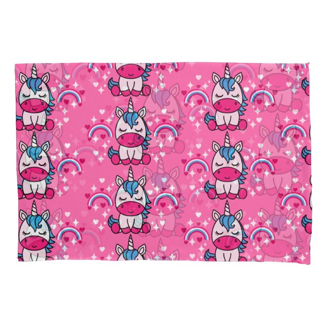 Little Girls Pink Unicorn Pony Pillowcase (Front)