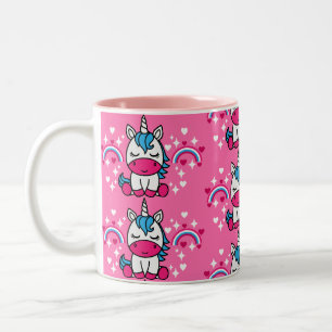 Little Girls Pink Unicorn Pony Two-Tone Coffee Mug