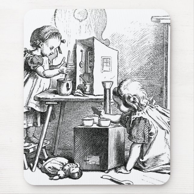 Little girls playing house etching mouse pad (Front)