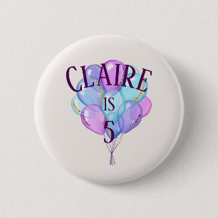 Little Girl's Princess Birthday Balloons 6 Cm Round Badge