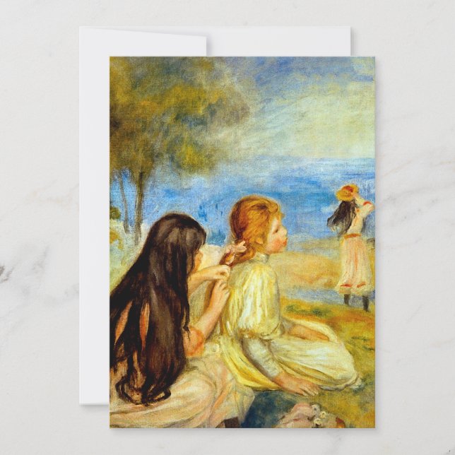 Little girls seaside beautiful Renoir painting art Announcement (Front)