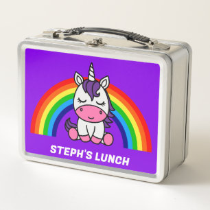 Little Girls Unicorn Back To School Metal Lunch Box