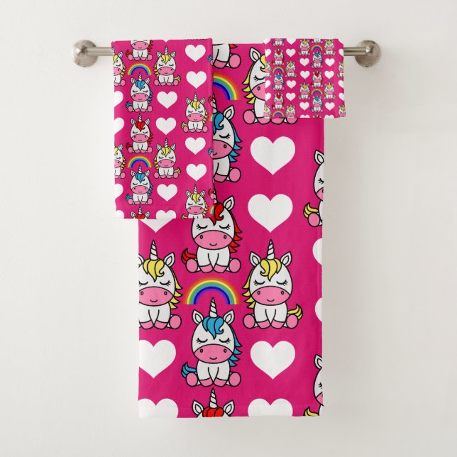 Little Girls Unicorn Pony Bath Towel Set (Insitu)